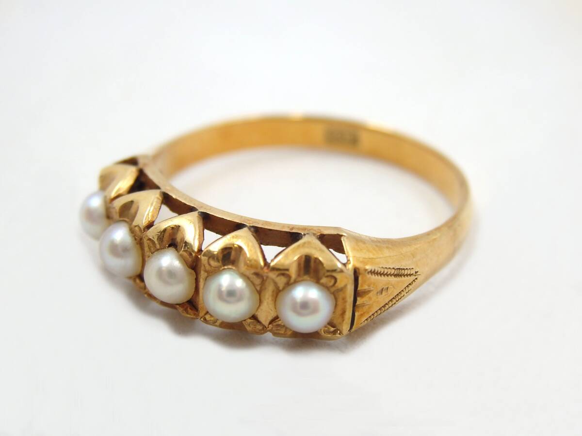 ★中古★刻印 K18 / パール 付き リング 指輪 ※総重量 2.0g / サイズ 11号 / OFG67272O