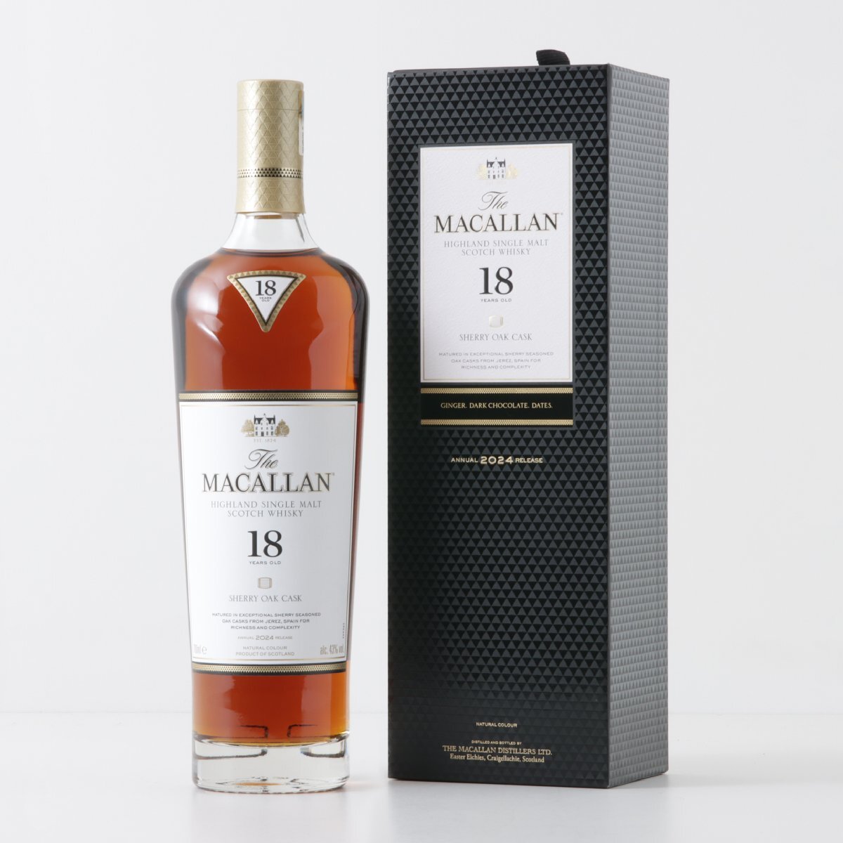 1円～ マッカラン 18年 シェリーオークカスク 2024 700ml 箱付き 43%　酒　未開栓