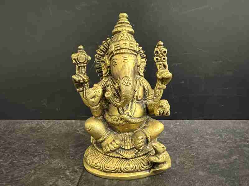 CT13536　ガンジスインディア真鍮　Chaturbhuj　ガネーシャ　FineStatue
