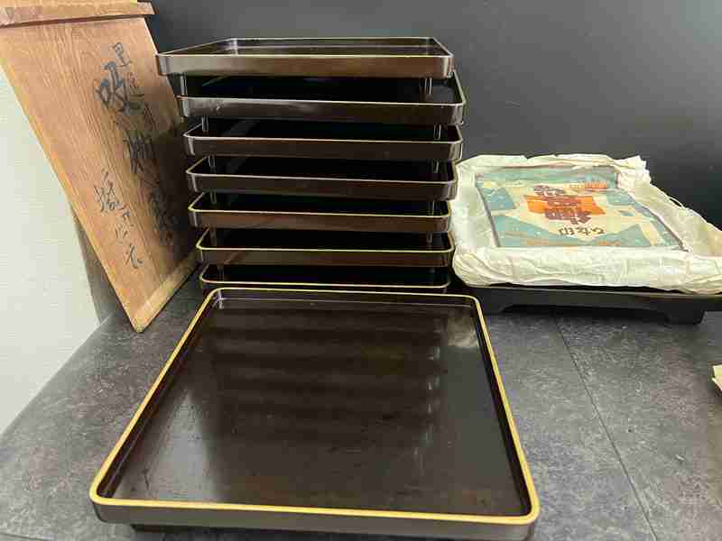 CT13589　木製漆器　吸物膳/卓上膳　10枚揃　