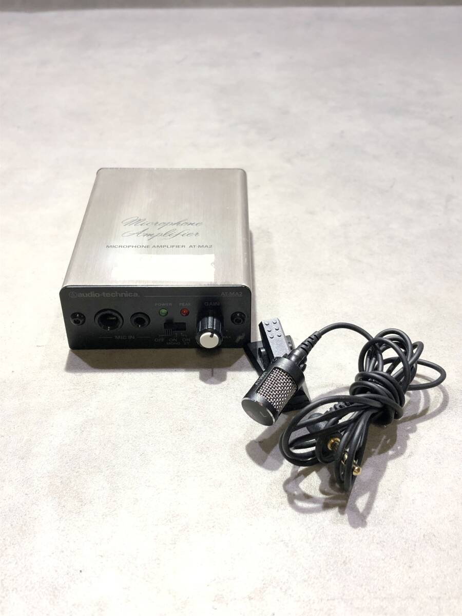 SA1111 audio-technica AT-MA2 マイクアンプ Microphone Amplifier 中古 ピンマイク付通電のみ