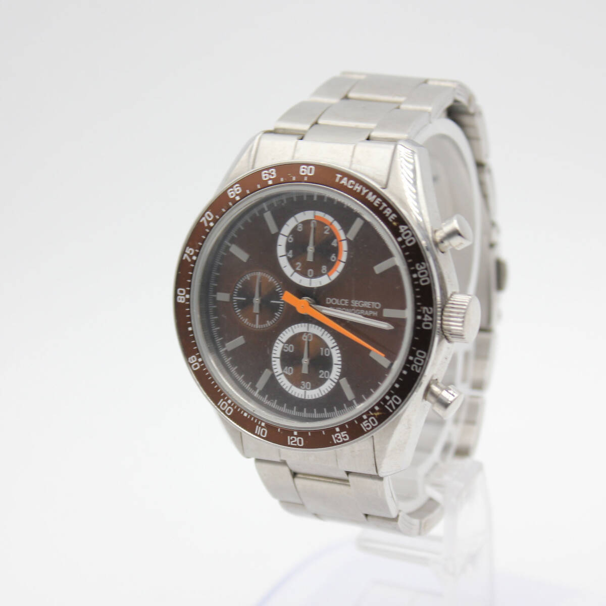 W260314-33 DOLCE SEGRETO ドルチェセグレート SM101 メンズ腕時計 クォーツ クロノグラフ ジャンク 文字盤ブラウン 3針 アナログ シルバー