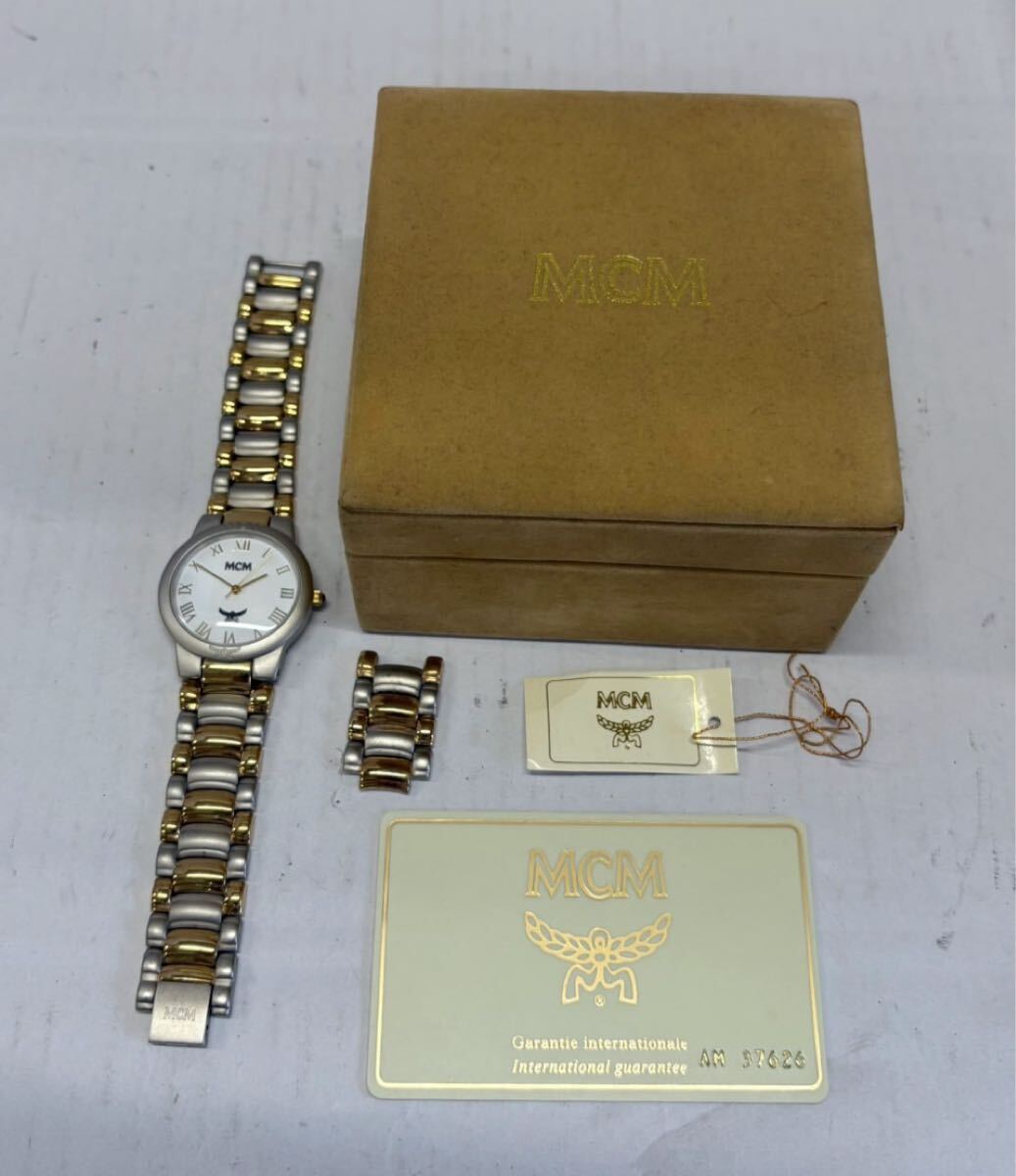 1円　MCM 腕時計　AG.LINE エムシーエムコンビカラー　ゴールド　シルバー　付属品完備