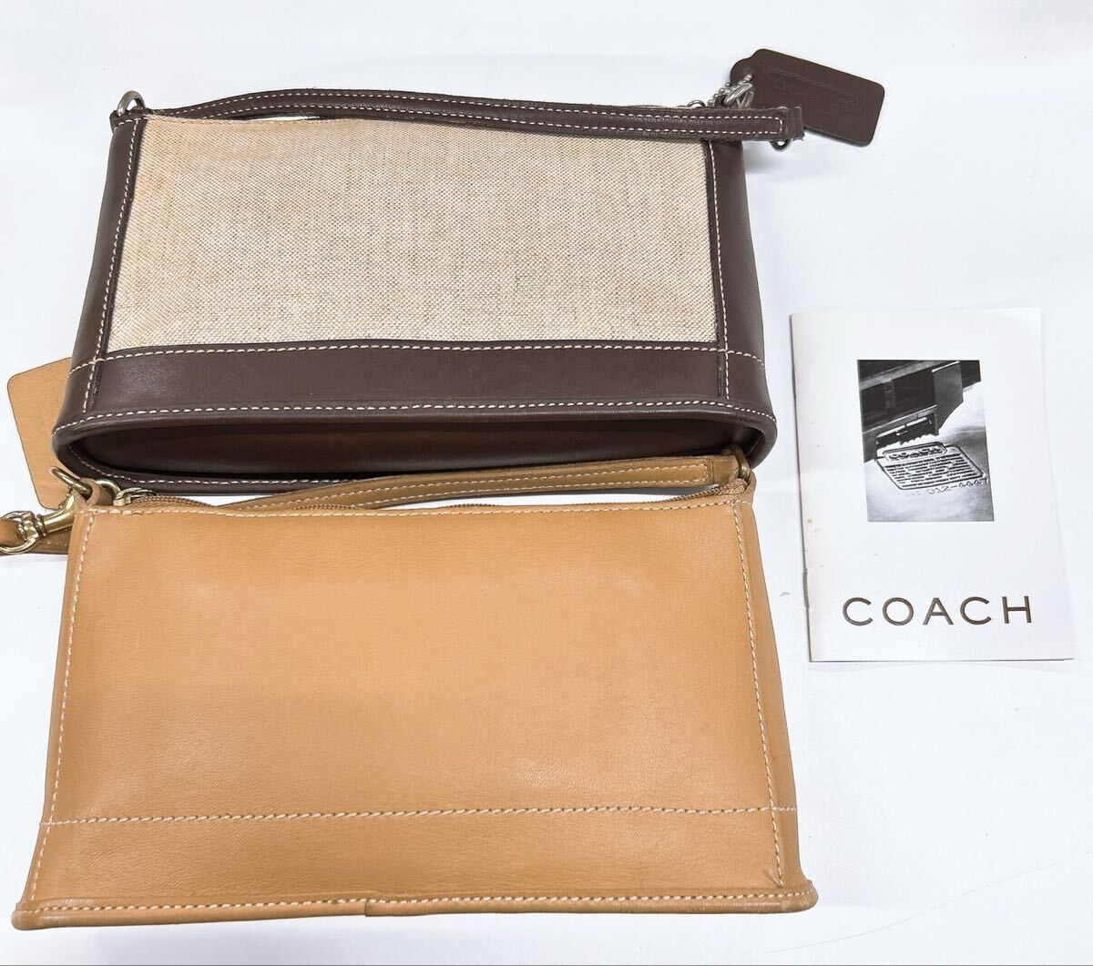 1円　COACH ミニハンドバック ブラウン まとめ　C9C 9311 J9C-6115 レトロ　ヴィンテージコーチ　レザー 綿麻　レディース ブランドバッグ 