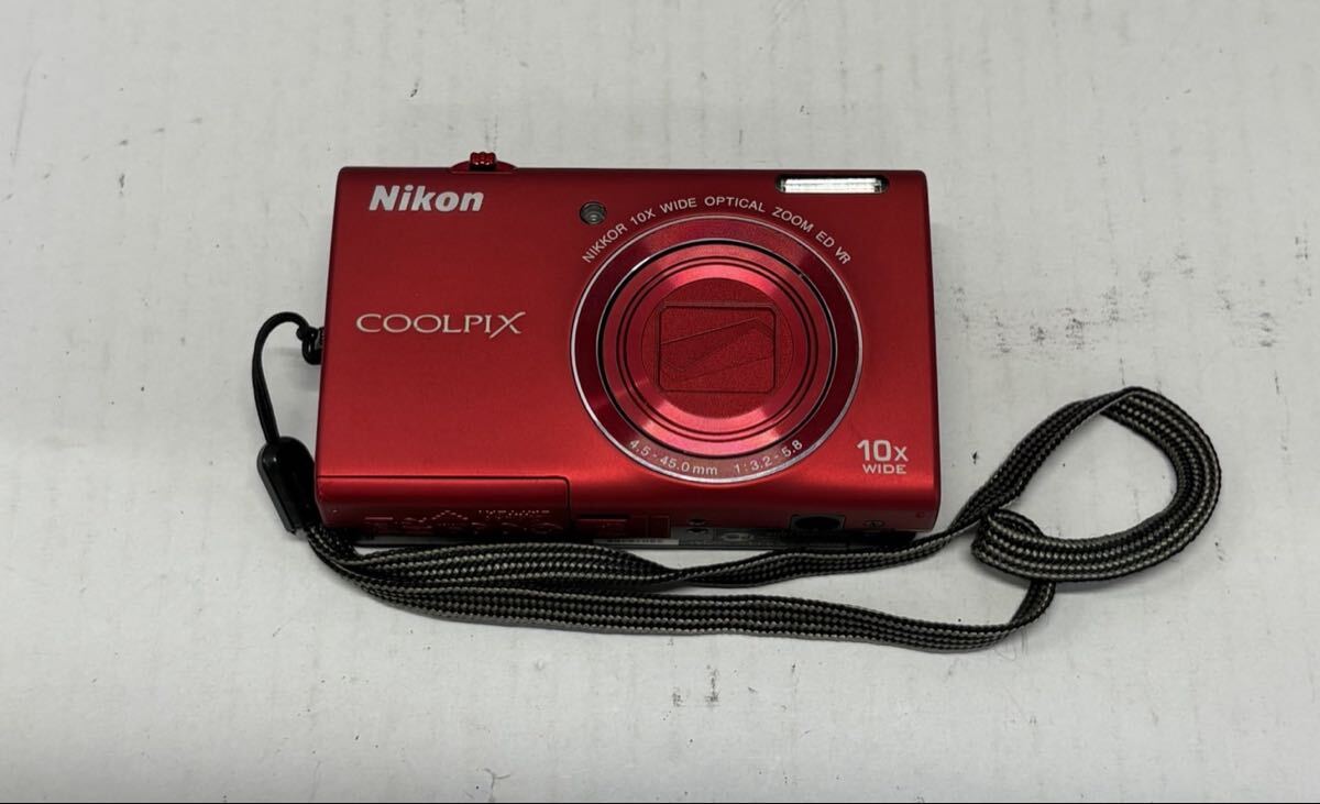 1円Nikon COOLPIX S6200 ニコン　デジカメ　レッド　付属バッテリー　動作未確認