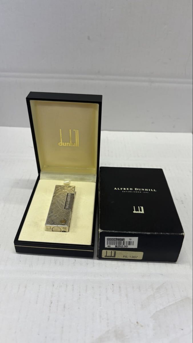 1円　Dunhill ガスライター　ダンヒル　シルバーカラー　喫煙具 着火未確認　付属品箱
