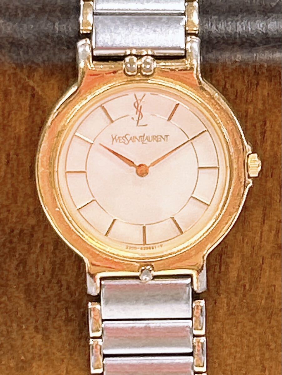 1円　YSLサンローラン レディース 腕時計 コンビベルト クォーツ シルバー　イヴ・サンローラン　ヴィンテージ
