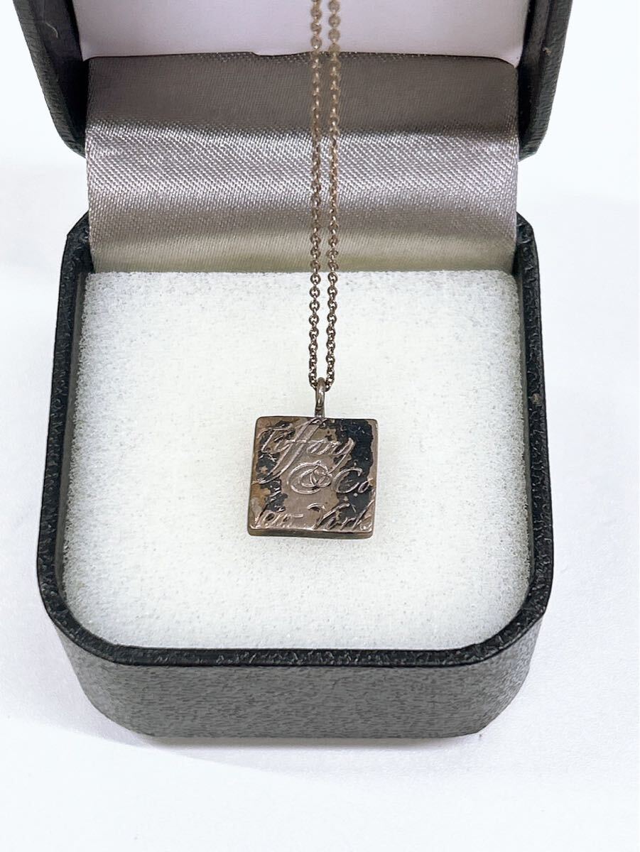1円　Tiffany&Co ティファニー ノーツ スクエア ネックレス SV925 42.6g シルバーアクセサリー ペンダント スクエアプレート　ロゴプレート