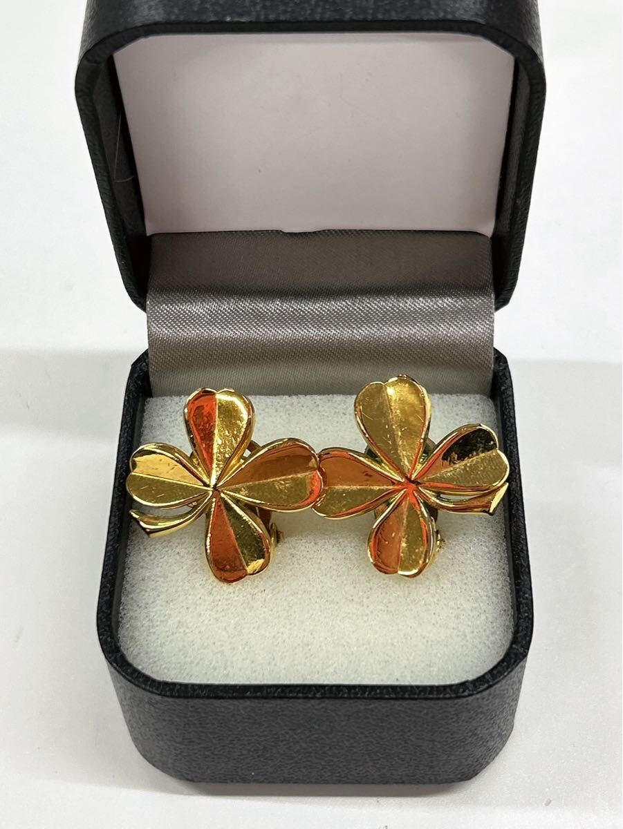 1円　CHANEL クローバー　イヤリング　ヴィンテージ　シャネル　ゴールド　保存箱あり