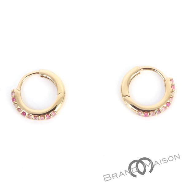 Aランク【ポンテヴェッキオ】フープピアス/ピンクサファイヤ/ダイヤモンド/K18PG/1.9g/アクセサリー/ピンクゴールド/Ponte Vecchio