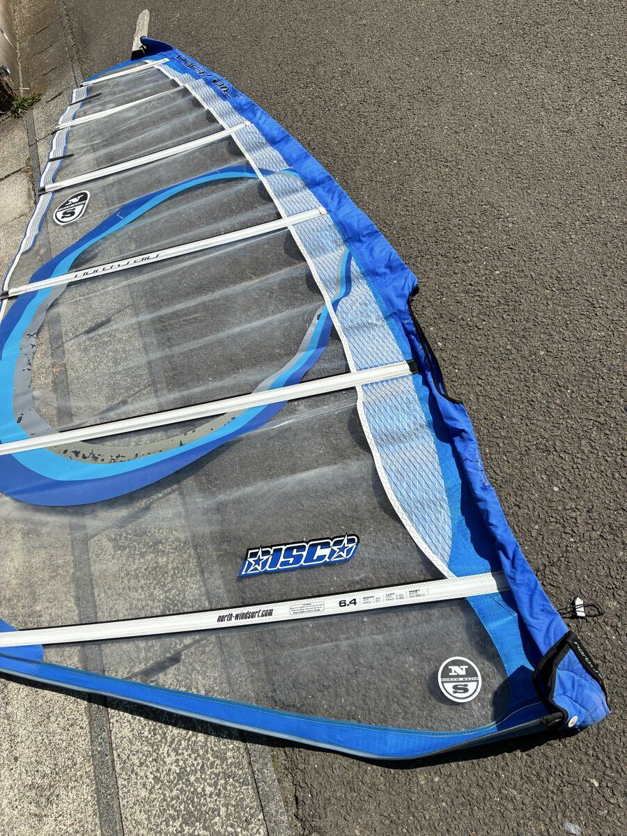 ウインドサーフィン　セイル古いわりにきれいです6.4ruff４８０　boom１８９　西濃運輸着払い