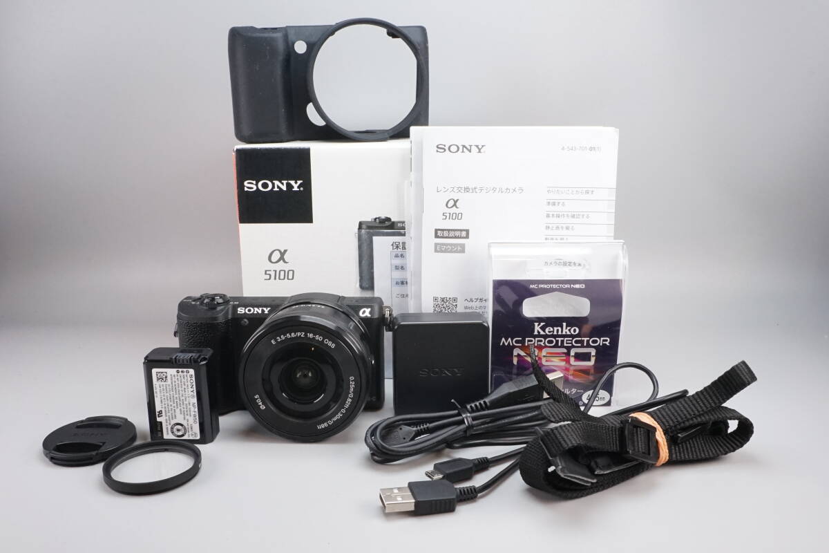 ★極美品★ SONY α5100 ILCE-5100L Wi-Fi/自撮り/スマホ転送/高速AF 付属品完備 元箱付