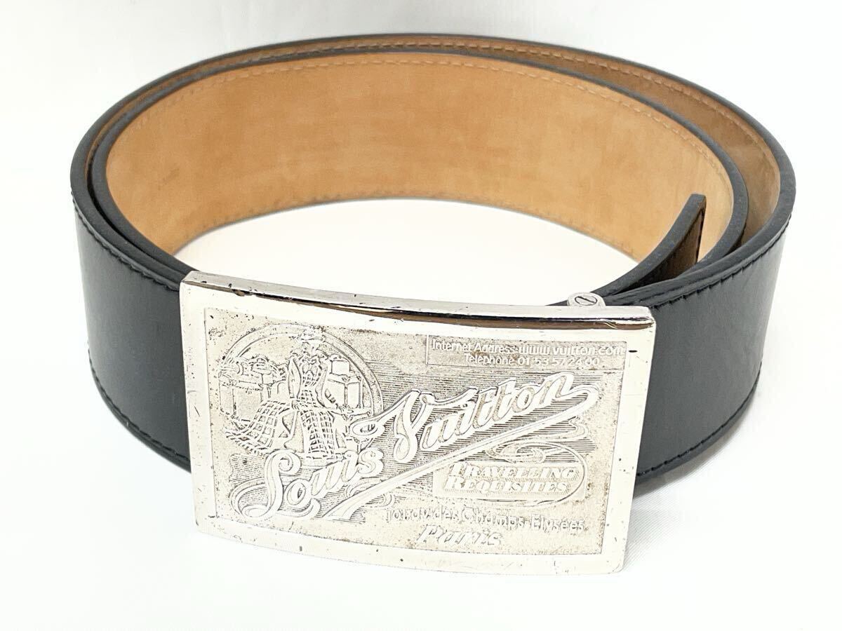 LOUIS VUITTON ルイヴィトン サンチュール ジーンズ ベルト M6812 黒 ブラック レザー 90 / 36