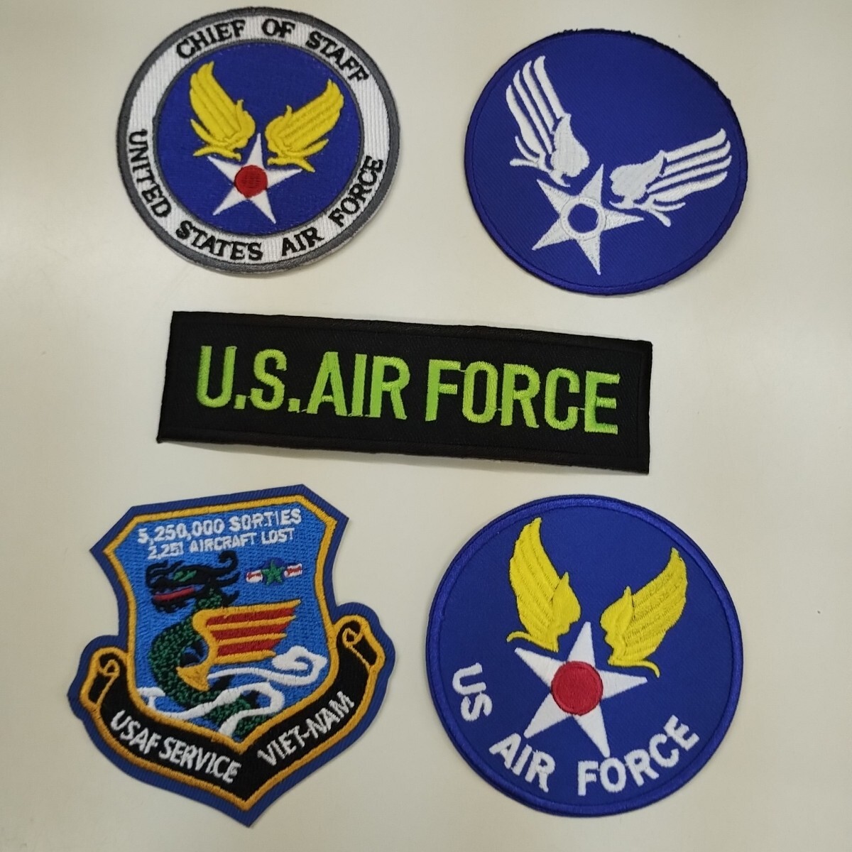 ☆ US エアフォース　ミリタリー ワッペン 5枚セット m021　空軍　 パッチ