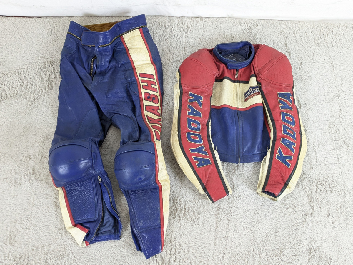 KADOYA カドヤ 革 レーシングスーツ レザースーツ セパレート レッド ブルー ホワイト_SJP_D0313-J019