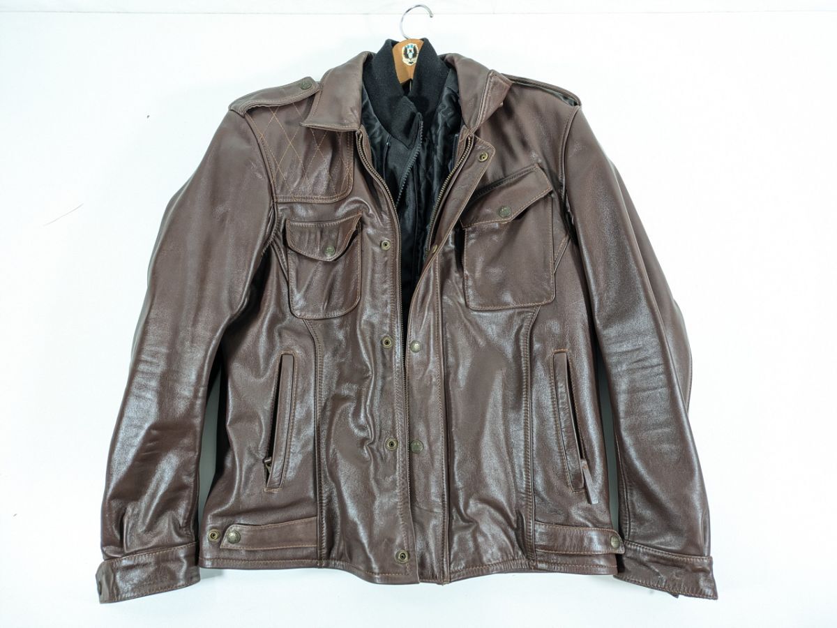 Willis & Geiger outfitters ウィリス アンド ガイガー 牛革 ジャケット ベスト 2点 サイズ LL ライダー 肘 プロテクター_HJP_D0319-J002