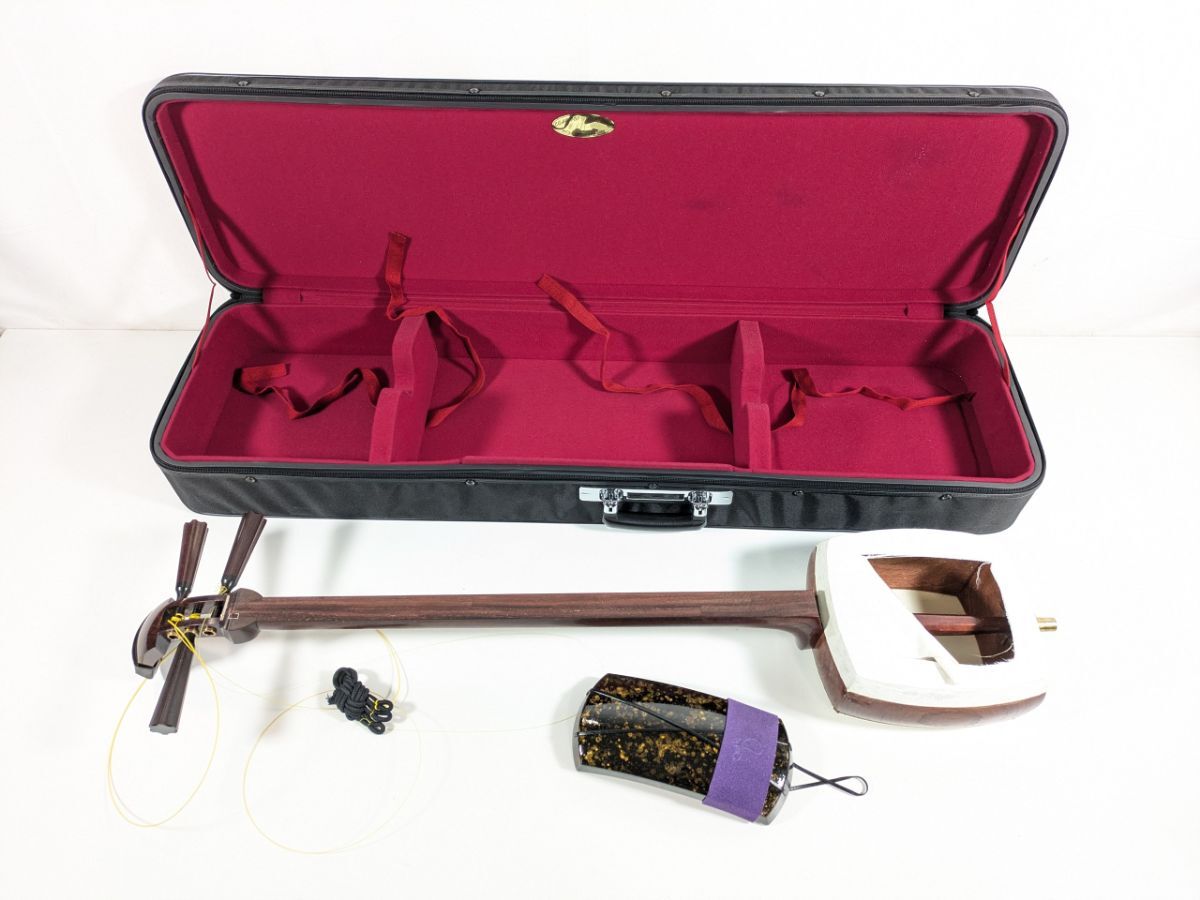 三味線 丸打胴 金金具 ハードケース付き 和楽器_0JF_D0327-J002