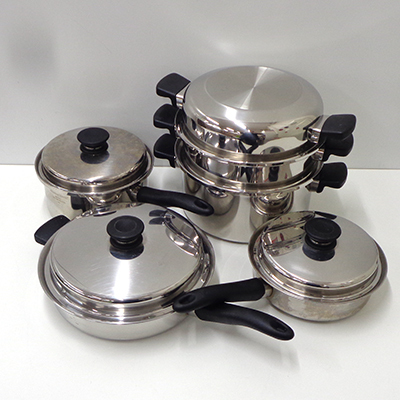 【中古】【J0328-4】 アムウェイ 6Lシチューパンセット + 大中フライパン + 大ソースパン IH対応 ※必ず商品詳細をご確認ください。