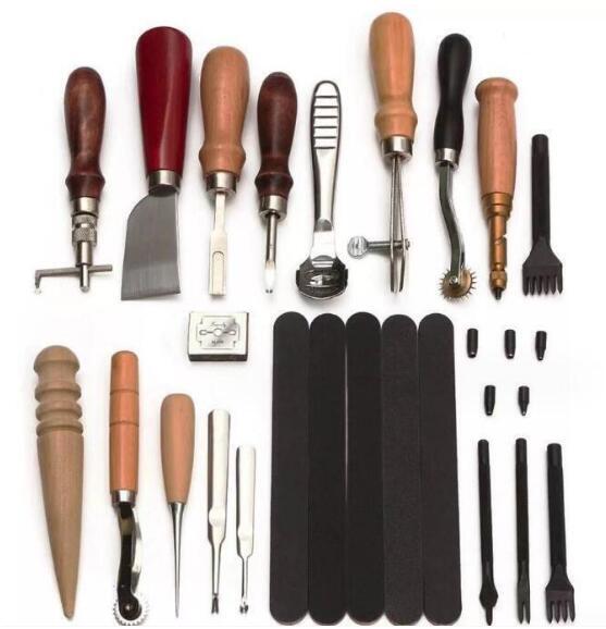 大人気なんと18点セット！！ レザークラフト ツール キット 工具 DIY 初心者 手縫い ハンドメイド 革 皮 道具 プレゼント