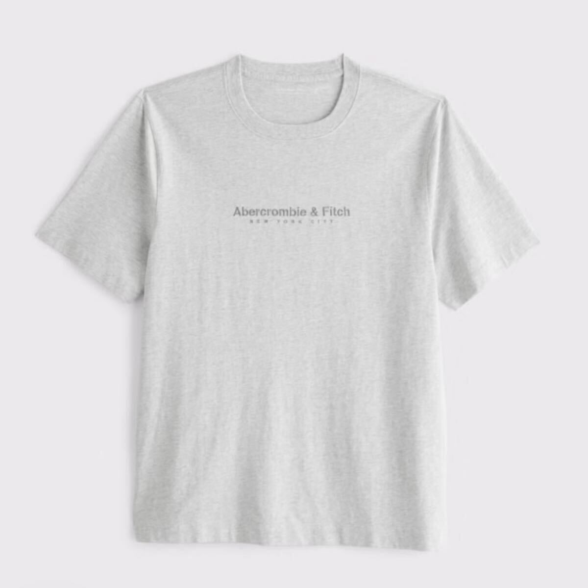 新品タグ付き★アバクロメンズの刺繍ロゴ Tシャツ★ヘザーグレー★サイズM