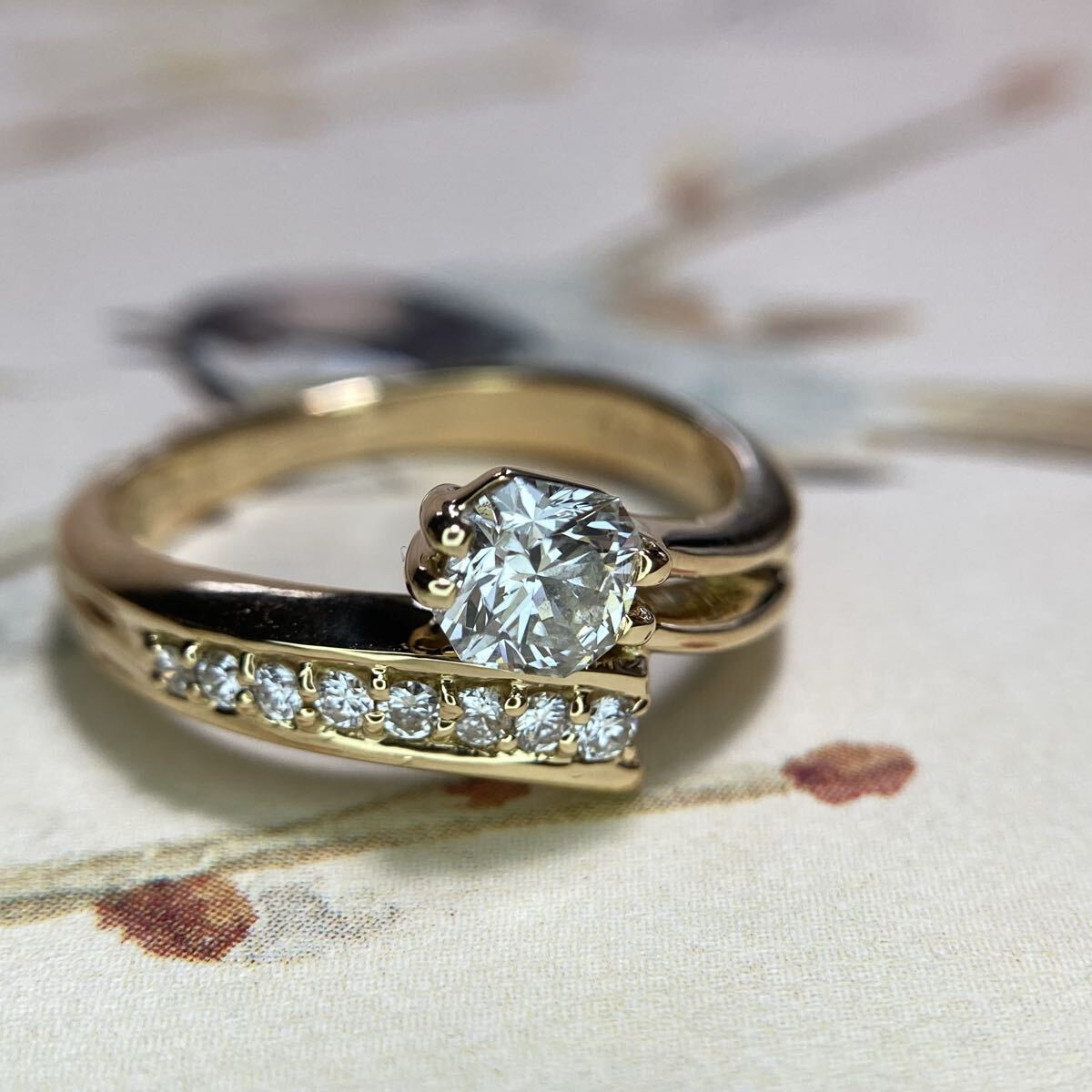 k18 フランダースダイヤモンド0.446ct D0.10ct 指輪