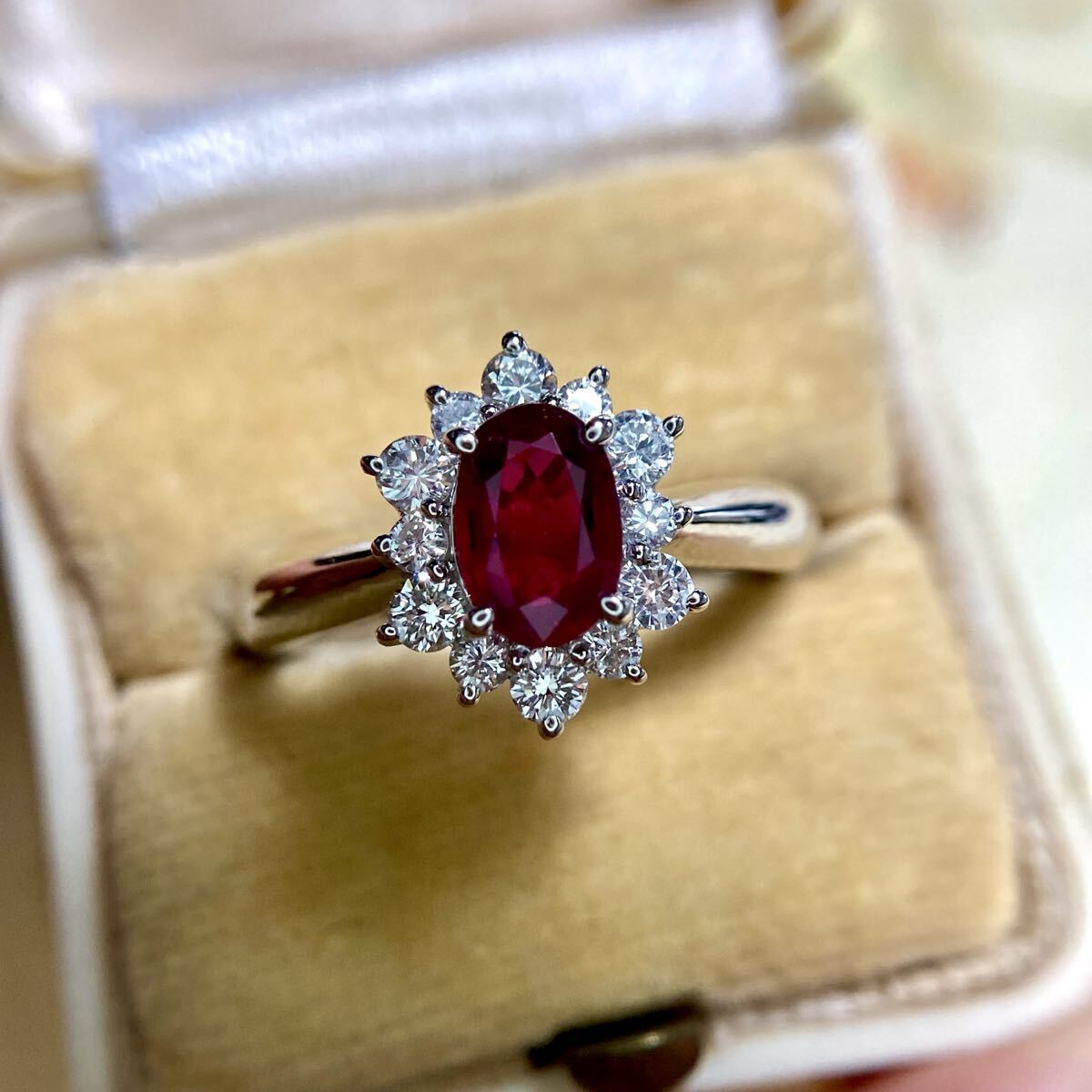 pt900 SEIKOジュエリー　ピジョンブラッドルビー1,03ct ダイヤモンド　指輪　リング