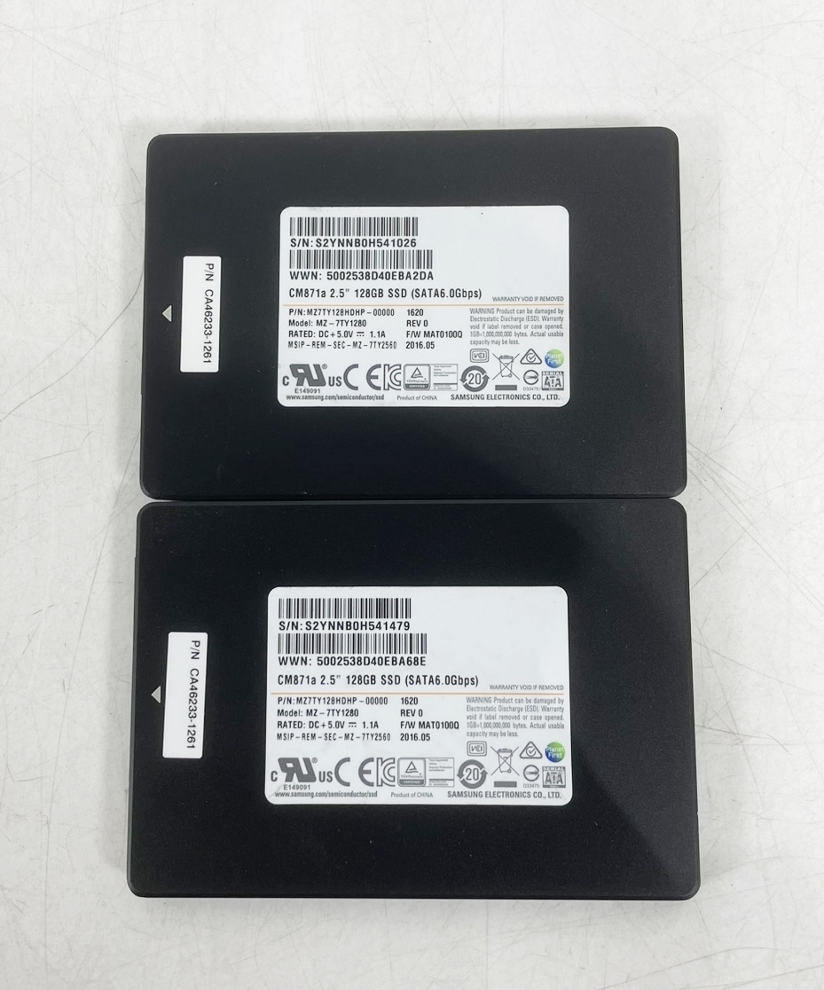 2点セット SAMSUNG 2.5インチ SSD 128GB MZ-7TY1280 ハードディスク サムスン 1円～