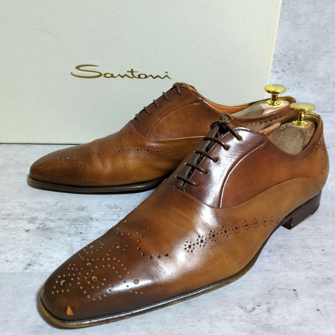 【Santoni (サントーニ)】11542☆ウイングチップ☆フルブローグ☆メダリオン☆イタリア製☆レザー☆ドレスシューズ☆内羽根☆箱保存袋付き
