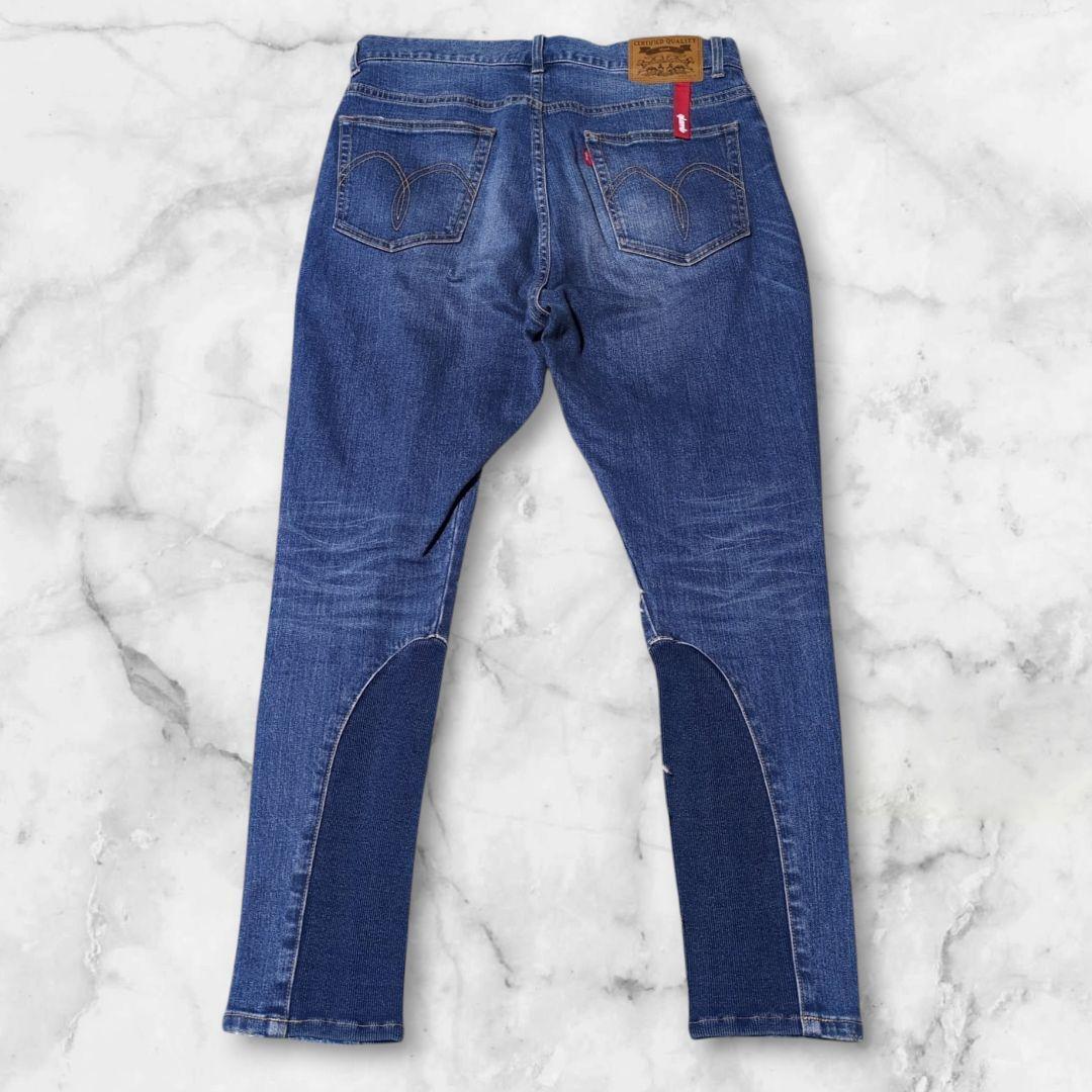 【glamb (グラム)】Simon denim/シモンデニム/ジョッパーズパンツ/ダメージ/ヒゲ/ハチノス/フェード/裾リブ/インディゴ/(型番:GB0318/P07)