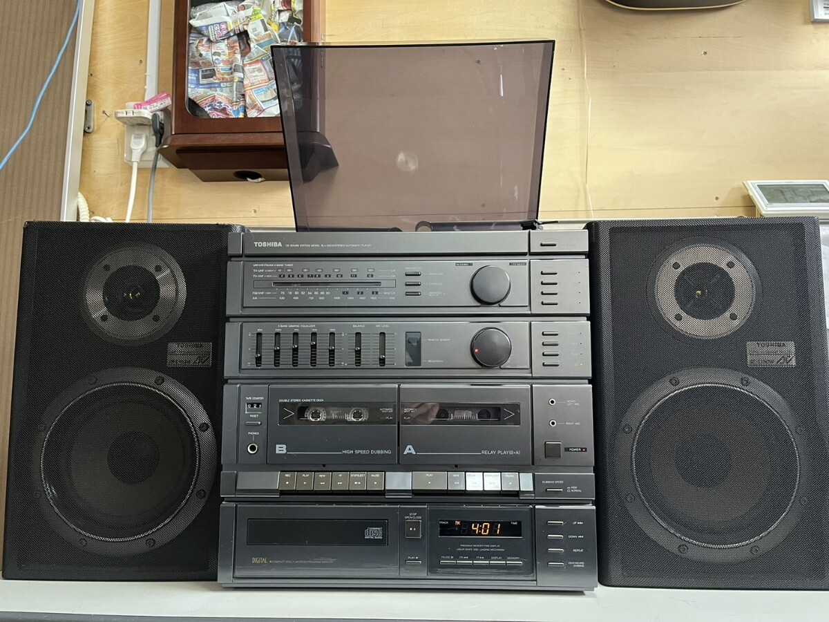 ○ 東芝 CD サウンドシステム SL-L150CD STEREO AUTOMATIC PLAYER ターンテーブル一体型コンポ ダブルカセット 動作確認済 中古美品 ④