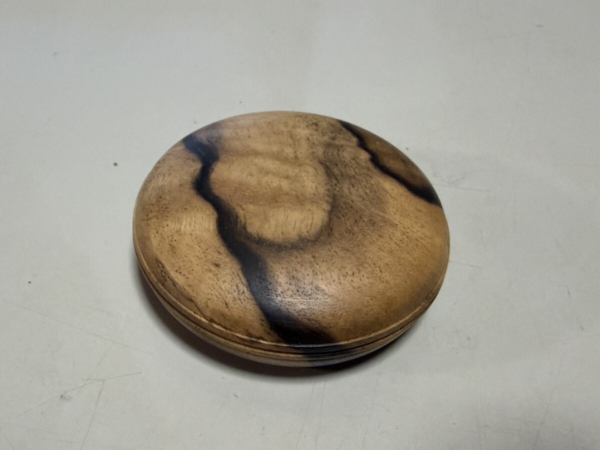 ○ 茶道具 黒柿 香合 丸香合 2寸 木製 無垢 小さな器 現状 中古品 ④
