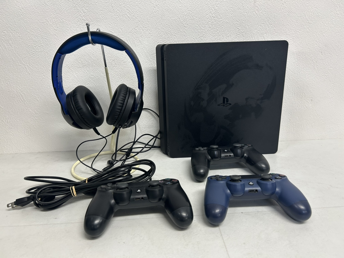 13701-062★初期化済/SONY/PlayStation4/PS4/500GB/ブラック/本体/CUH-2100A/コントローラー3個/モノラルヘッドセット★