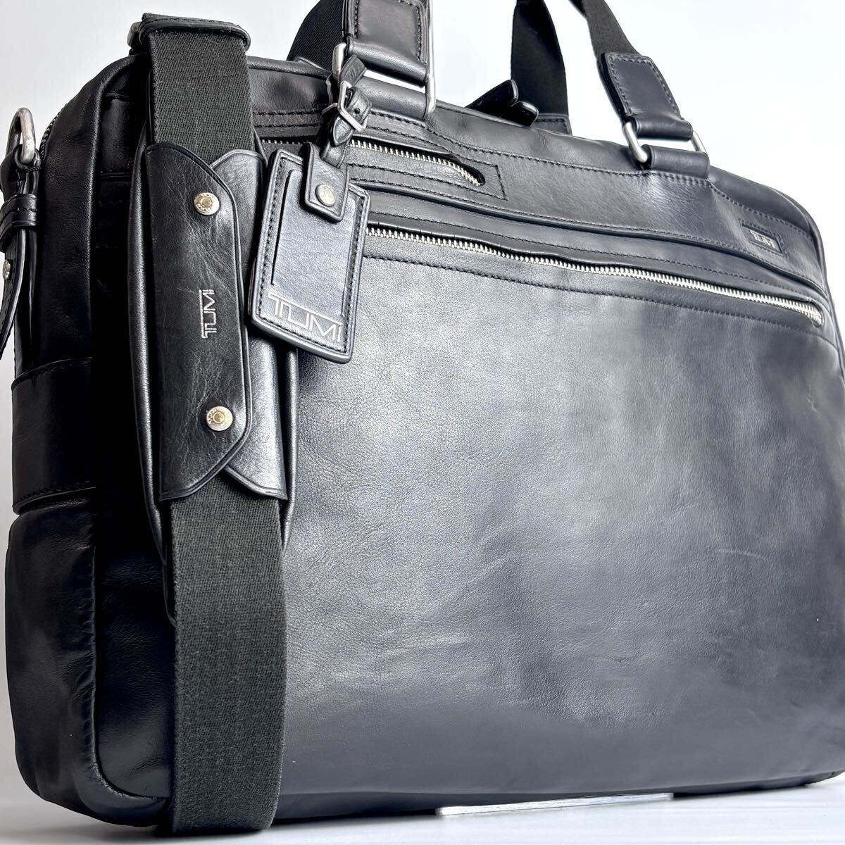 ■1円~ TUMI Laredo Brief 68116D トゥミ ブリーフケース ショルダーバッグ 2WAY ビジネスバッグ メンズ グレインレザー ブラック 黒 A4 PC