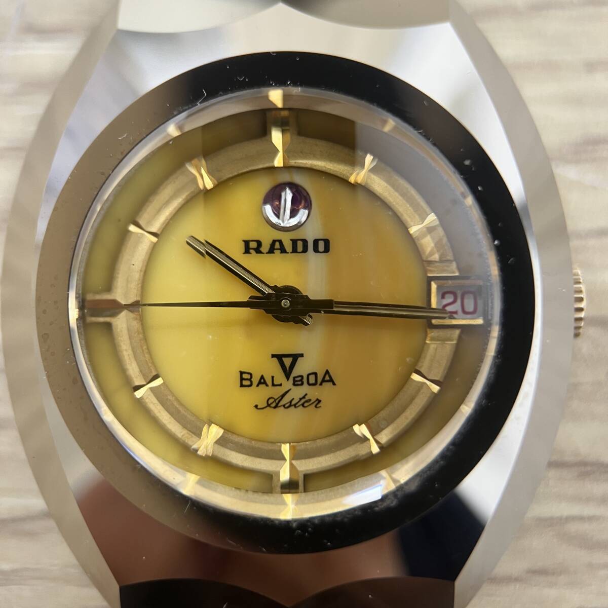 [K0339]【稼働/現状品】RADO ラドー BALBOA バルボア ゴールド文字盤 手巻き 3針 デイト K1276664 メンズ レディース 腕時計 時計