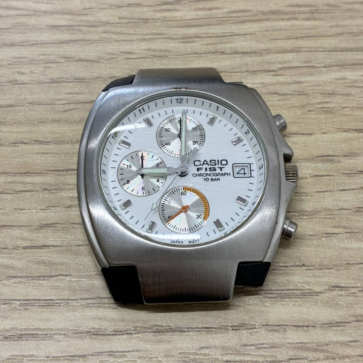 [Y0329]【不動/現状品】CASIO　FIST　カシオ　フィスト　ケースのみ　クロノグラフ　白文字盤　シルバー　ステンレス　メンズ　腕時計