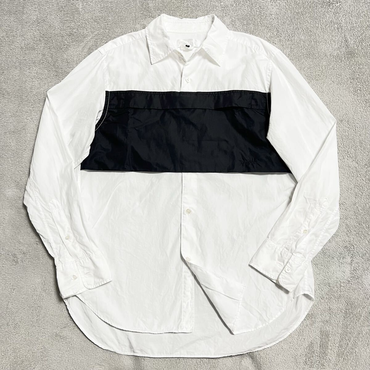 ★送料360円★コムデギャルソン GANRYU ガンリュウ COMME des GARCONS 長袖シャツ 白×黒 ホワイト メンズ サイズM R-8774