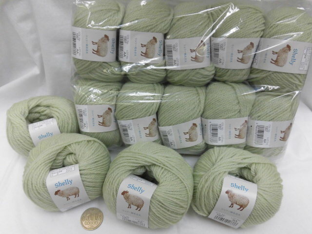 ☆シェリー合太７☆モトヒロ☆純毛毛糸☆薄緑色１４玉