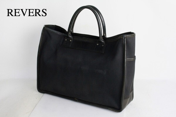 良雰囲気 REVERS 大型 トートバッグ 黒 バック ビジネス 通勤 通学 会社 アメカジ 中古 メンズ レディース 黒 古着 オシャレ おしゃれ