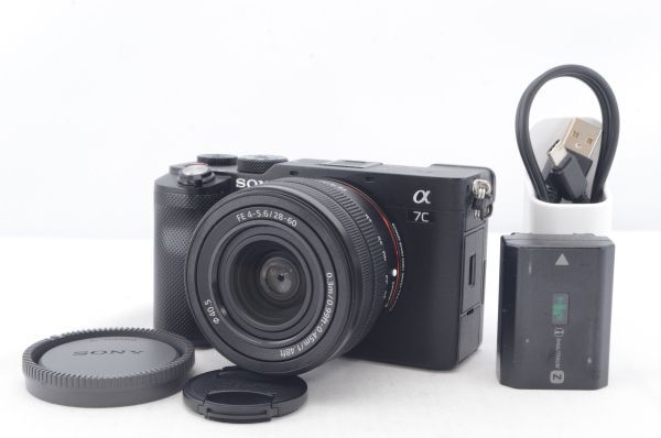 美品★SONY ソニー α7C ズームレンズキット ブラック ILCE-7CL B 2420万画素 フルサイズ ミラーレス一眼カメラ R5491