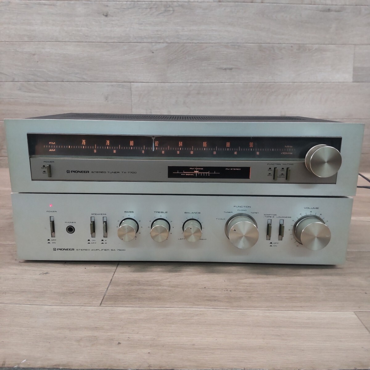 LHO-260319-1167 PIONEER パイオニア ステレオアンプ SA-7500 ステレオチューナー TX7700 アンプ チューナー 2点セット 通電確認済み