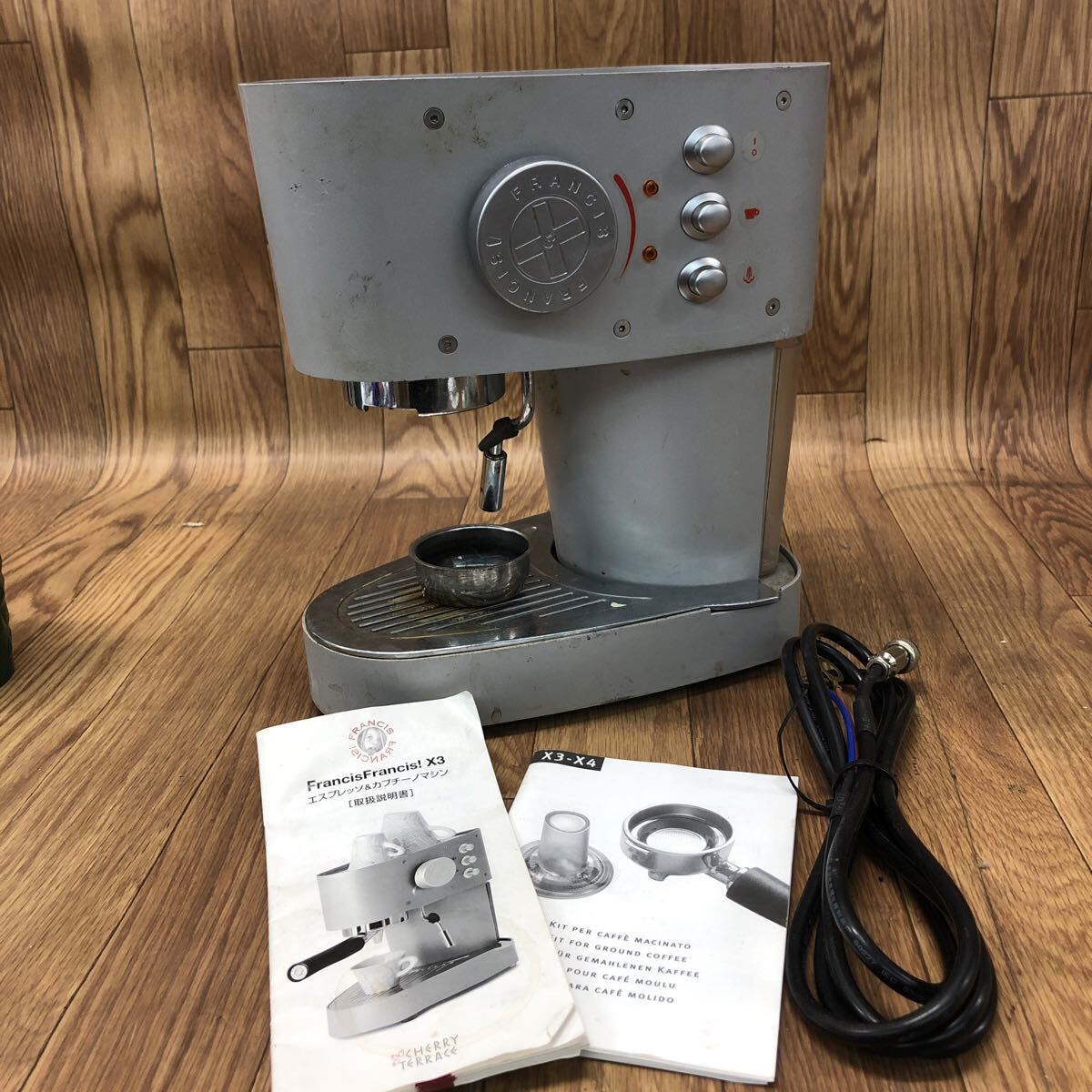 AHO-260319-1133 Francis Francis! X3 エスプレッソ&カプチーノマシン カフェポッドコーヒー イタリア製 チェリーテラス 通電確認済み