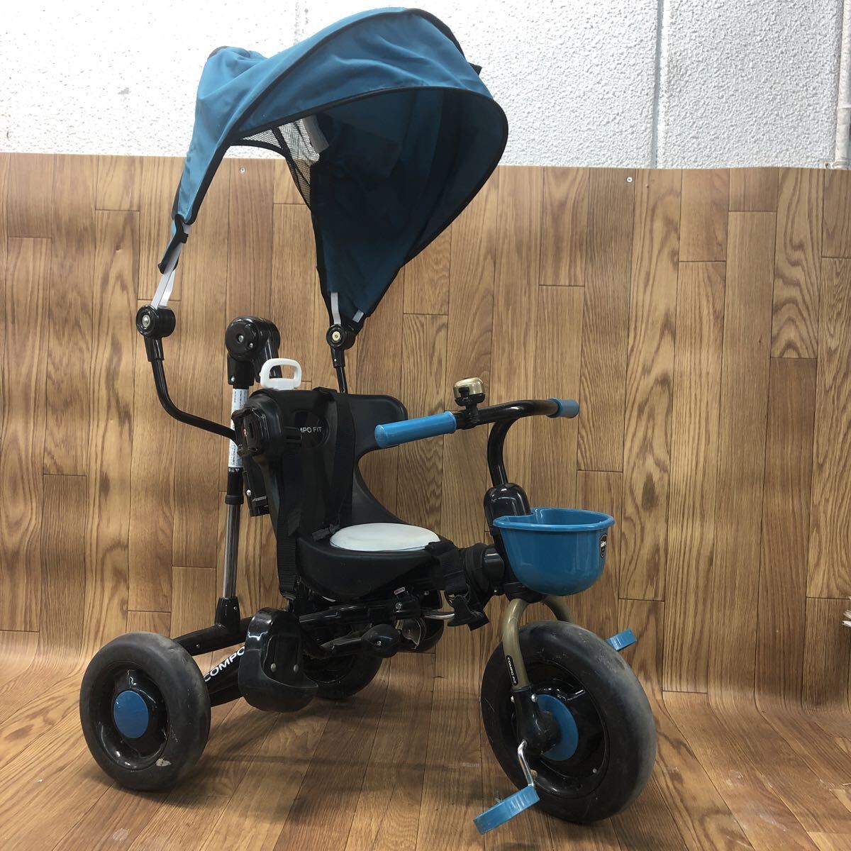 AHO-260319-1185 COMPO FIT2 コンポフィット2 子供用三輪車 三輪車 キッズ 折りたたみ三輪車 子供用 ターコイズブルー 現状品