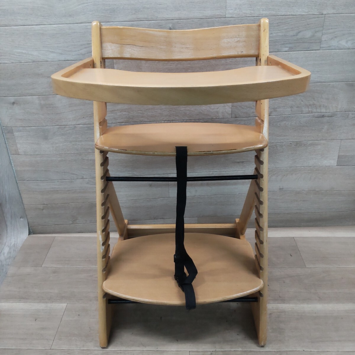 LHO-260319-1186 NIHONIKUJI 日本育児 ベビーチェア ハイチェア 木製 木製ハイチェア 木製椅子 ベビー用品 直接引取可 現状品
