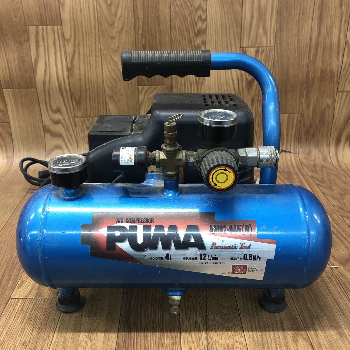 A3P-260325-1285 藤原産業 エアーコンプレッサー PUMA AM02-04N オイルレスエアコンプレッサー 通電確認済み