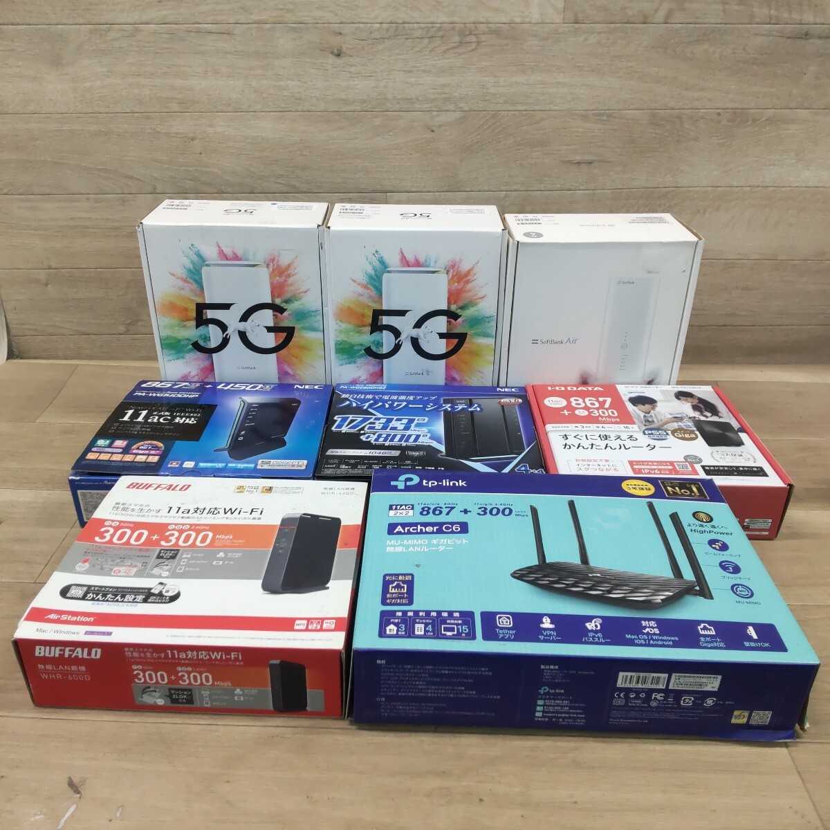 LKT-260313-1104 BUFFALO tp-link Softbank NEC I-O DATE Wi-Fiルーター まとめ 8点セット Wi-Fi WHR-600D PA-WG1400HP 他 現状品