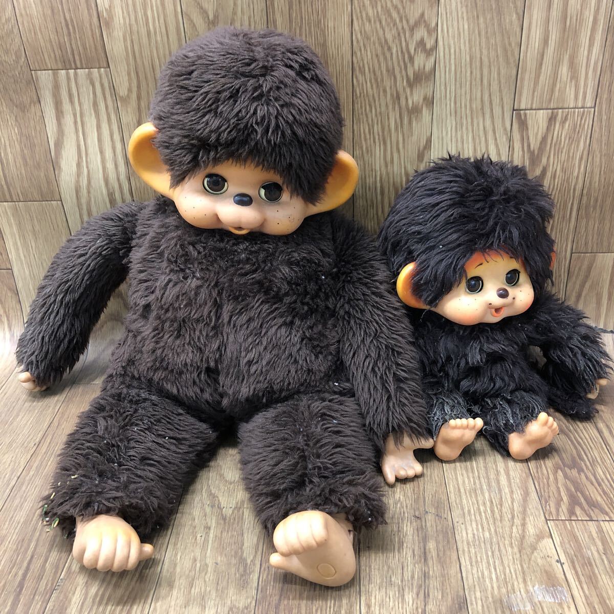 A3P-260325-1292 TOHO モンチッチ ぬいぐるみ 人形 昭和レトロ 当時物 お目目ぱっちり 約55cm 約30cm 2点まとめセット