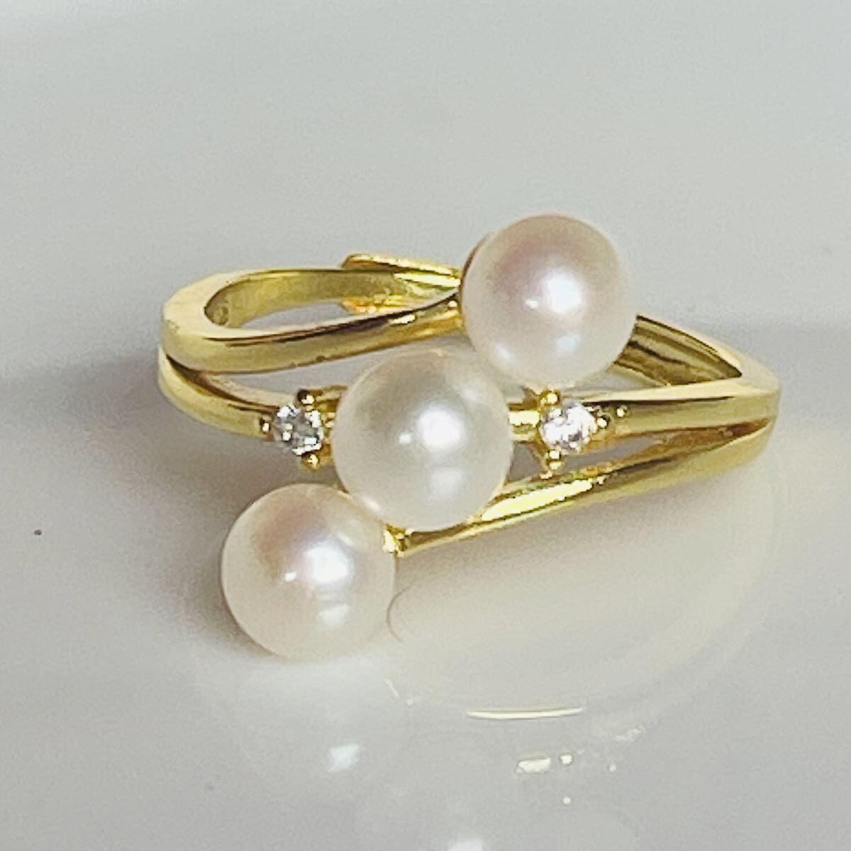 花珠級 本真珠 パールリング　指輪　k18仕上げ ベビーパール シルバー刻印 リング アクセサリー ホワイトピンクSV