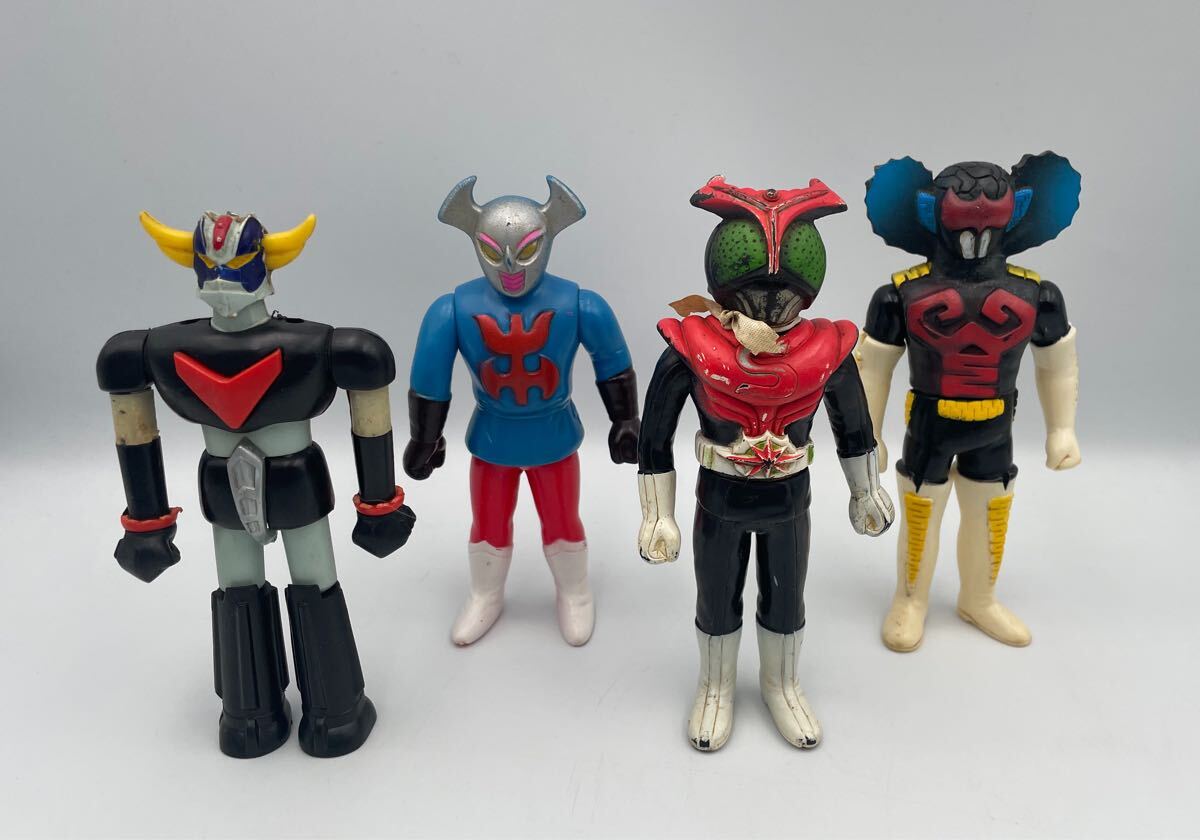 FY3530A170 当時物 ポピー フィギュア ソフビ 計4点画面ライダー UFOロボ アクマイザー3 バトルホークなど 破損欠損あり ジャンク 現状品