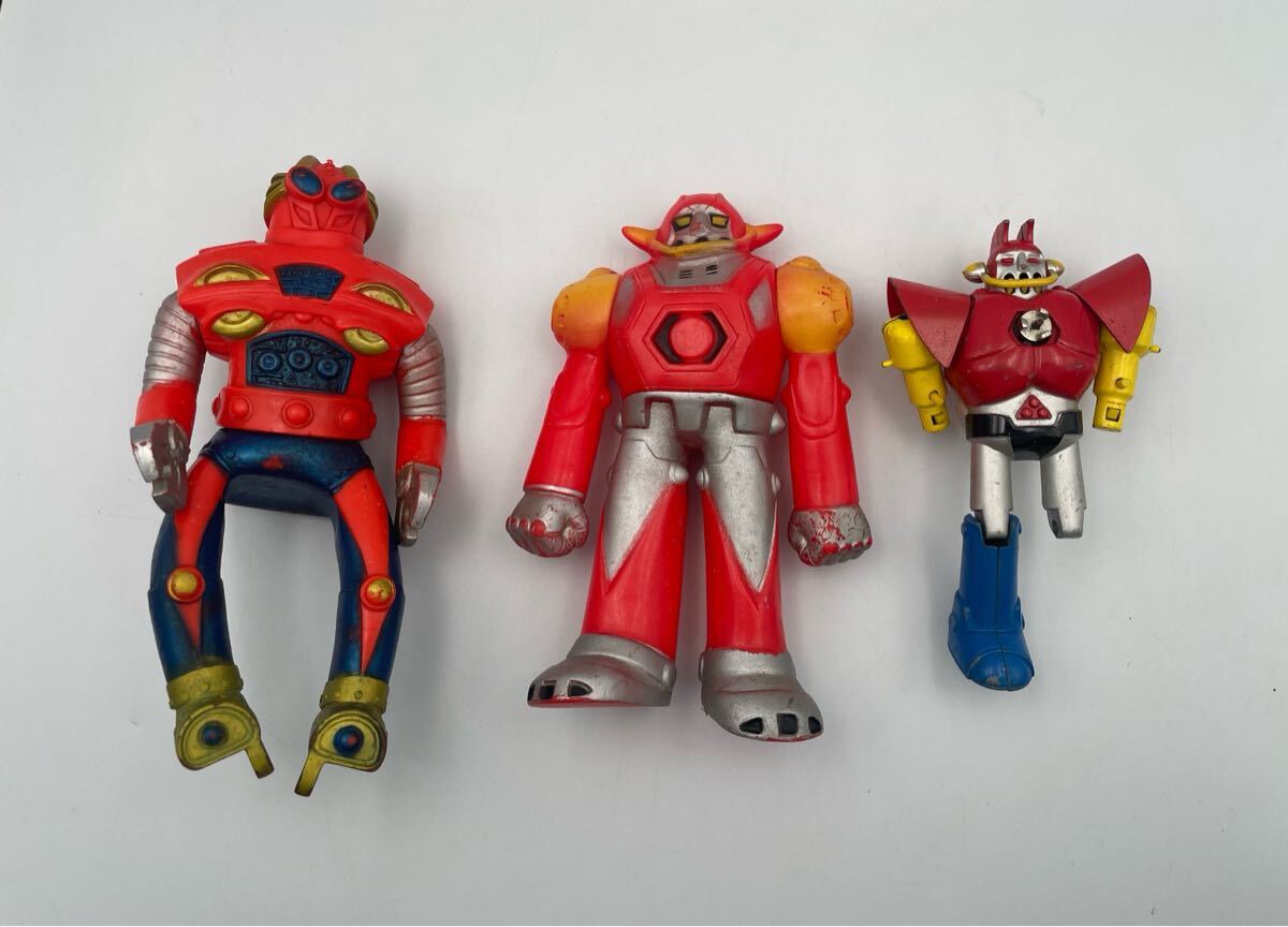 FY3530A167 ブルマァク ポピー ソフビ 3体 UFO戦士ダイアポロン 超合金 冒険ロックバット 当時物 ジャンク 現状品