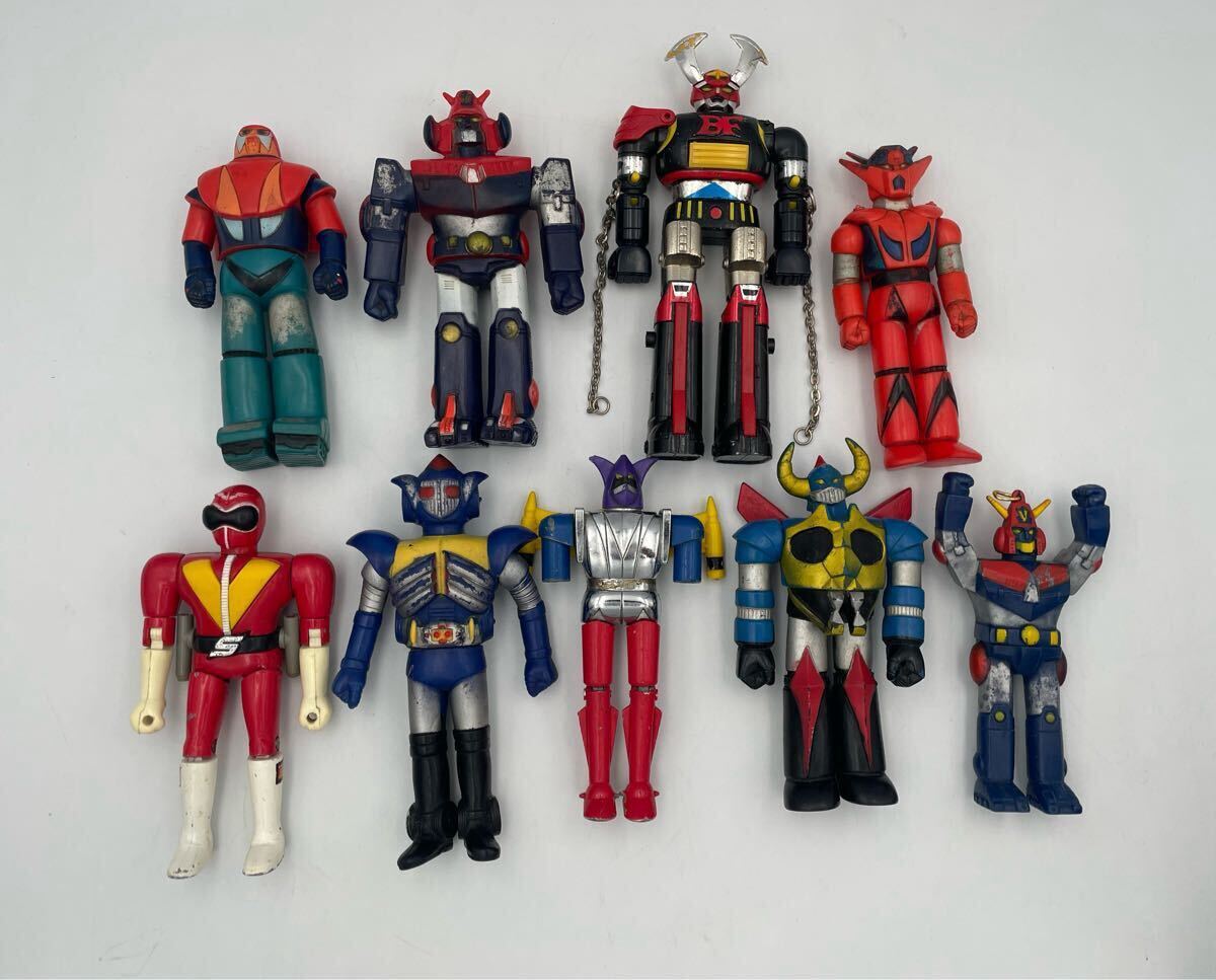 FY3530A166 ポピー ゲッターロボG バトルフィーバーJ 大空魔竜ガイキング 宇宙鉄人キョーダイン アカレンジャーなどソフビ超合金9体 現状品